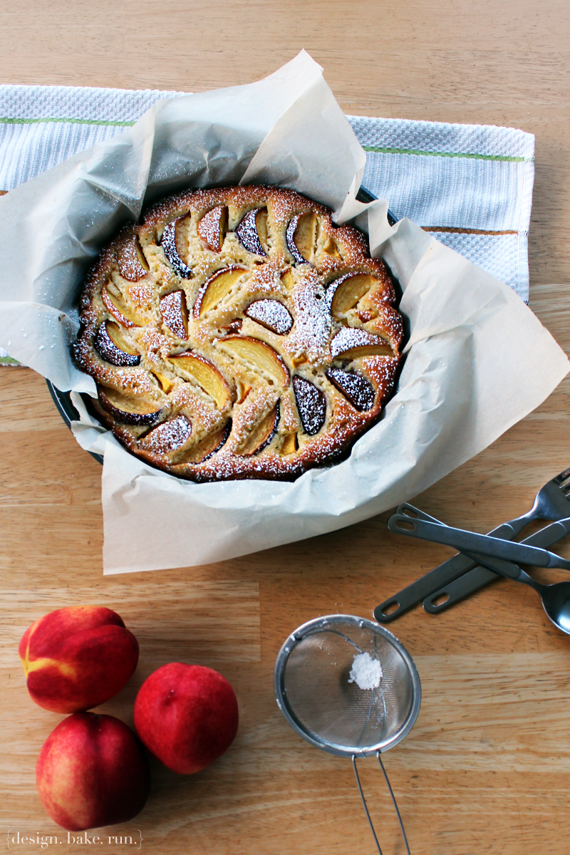 Donna Hay's Peach Cake via design. bake. run.